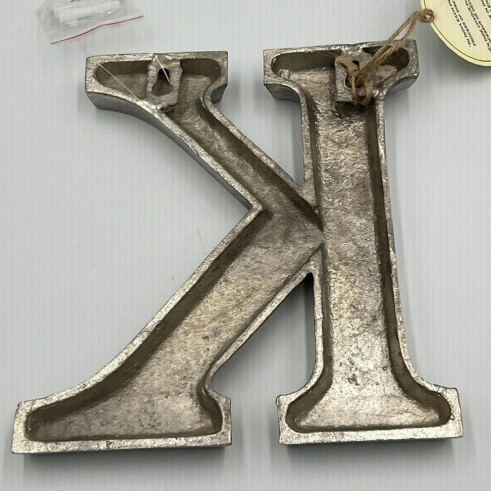 HomeGoods Letter K Wall Decor Unisex 8in Silver Brand New Cast Metal Industrial